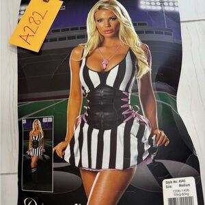 Women's Black and White Referee Costume Halloween Super Bowl (A282)